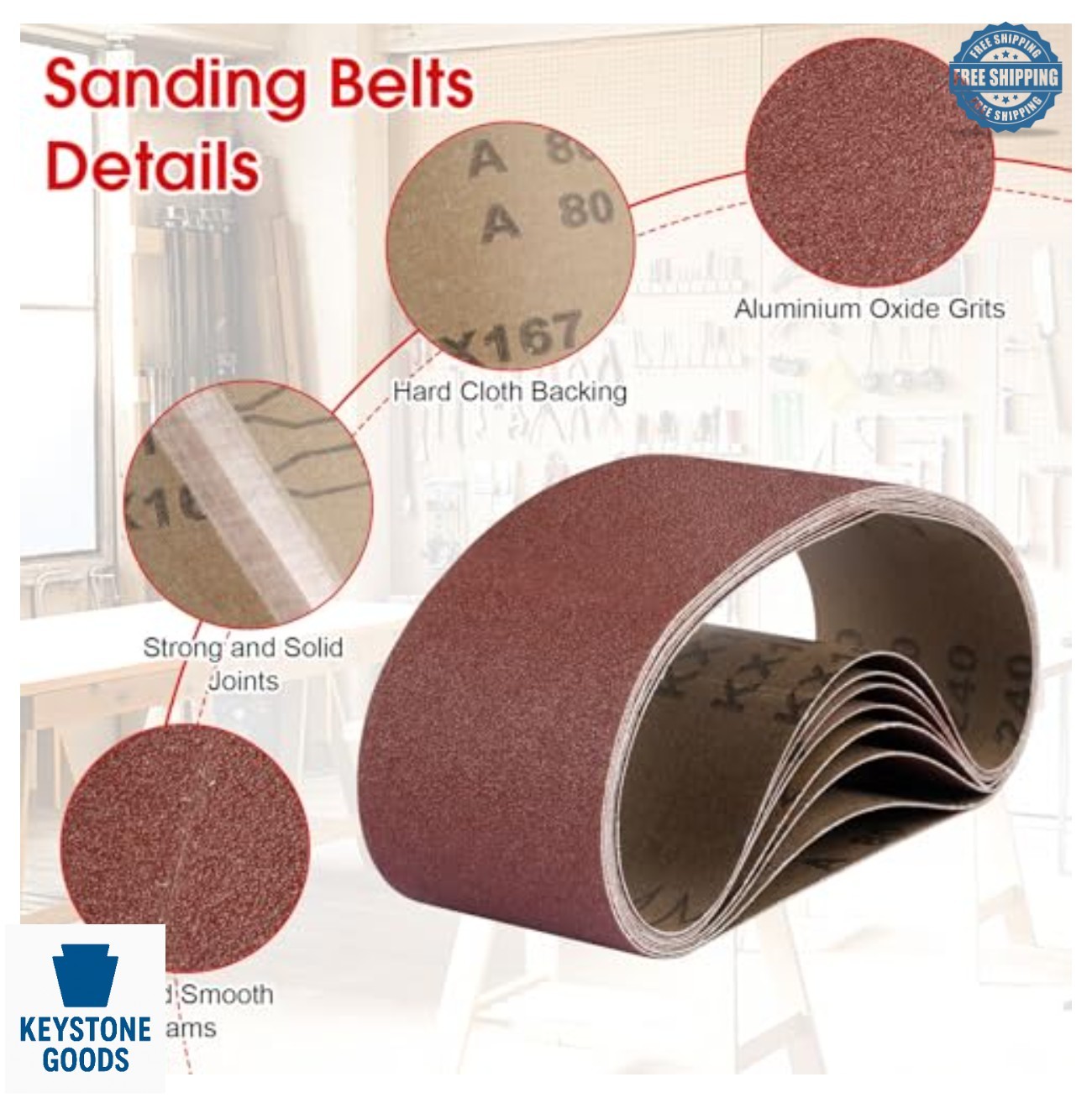 8 Pcs 3×21 Belt Sander Sanding Belts 80 120 150 240 Grit Aluminum Oxide