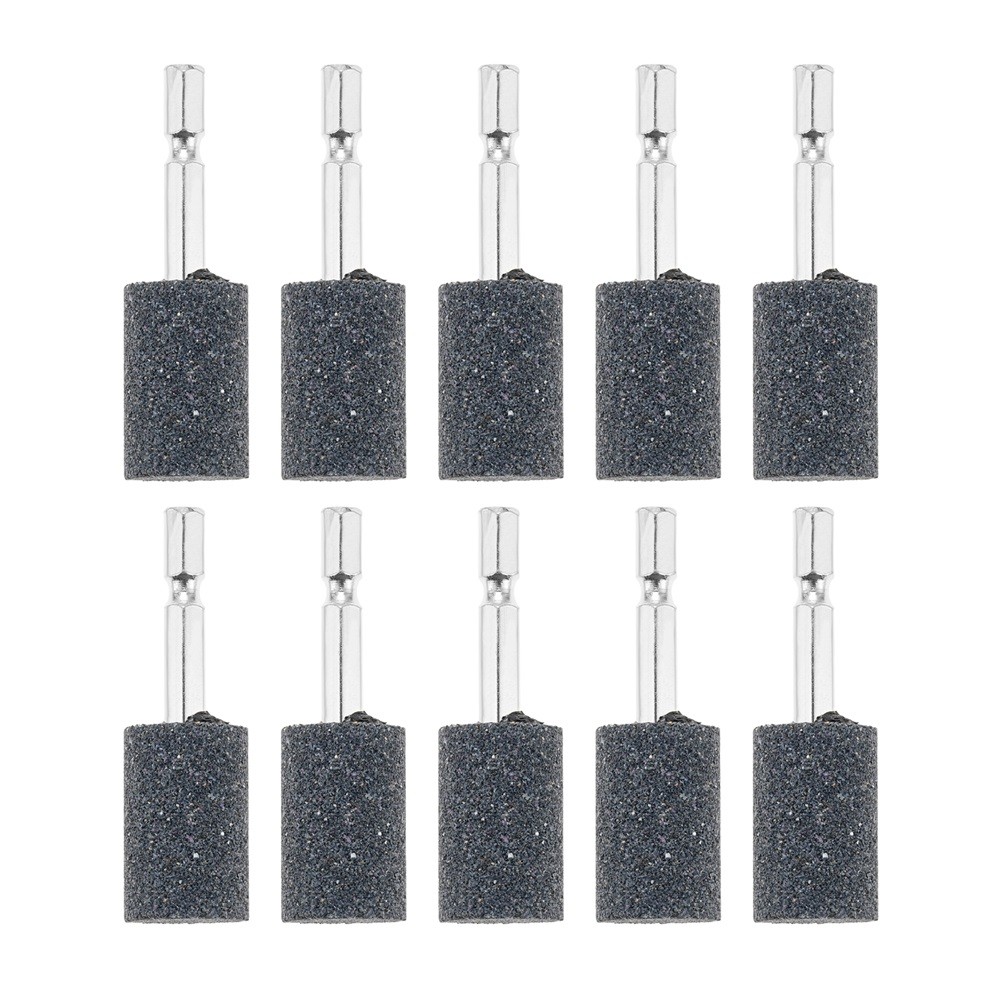 10x 1/4” Hex Shank Abrasive Stone Aluminum Oxide Cylinder Shape Grinding Stones
