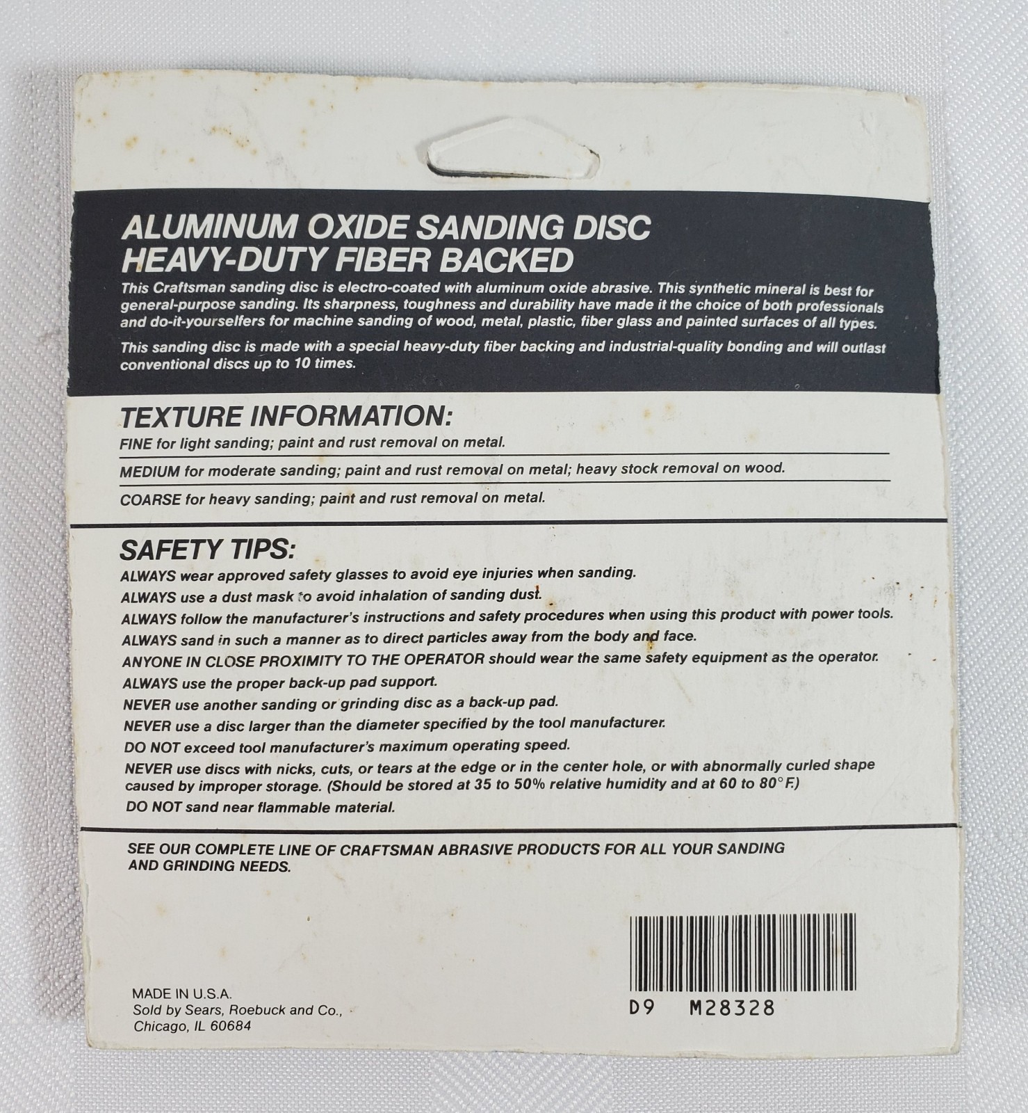 Vintage Sears Craftsman 9-28328 Aluminum Oxide Coarse 36 4.5″ Sanding Discs NIP