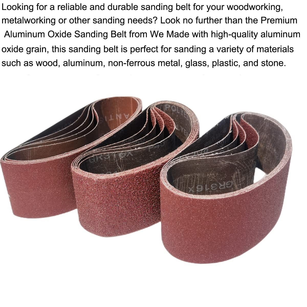 15 PCS 3″ x 21″ Premium Sander Belts – 5 Each of 40 80 120 Grit Aluminum Oxid…