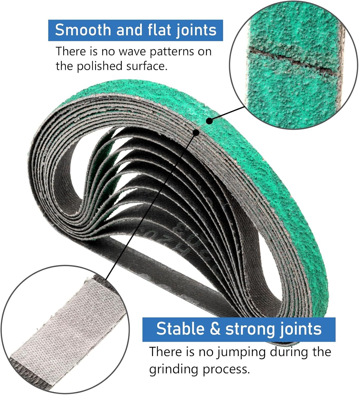 25PCS 3/8″ x 13″ Zirconia Sanding Belt for Air Belt Sander 40-120 Grit for Metal
