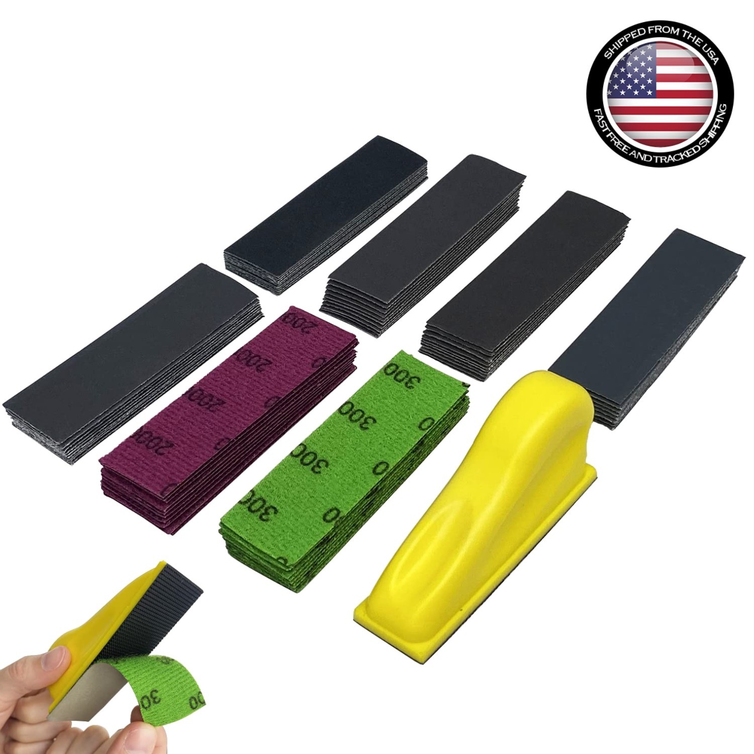 Complete Kit of 70PCS Grit 400-3000 Sandpaper & Sanding Block for Fine Detailing