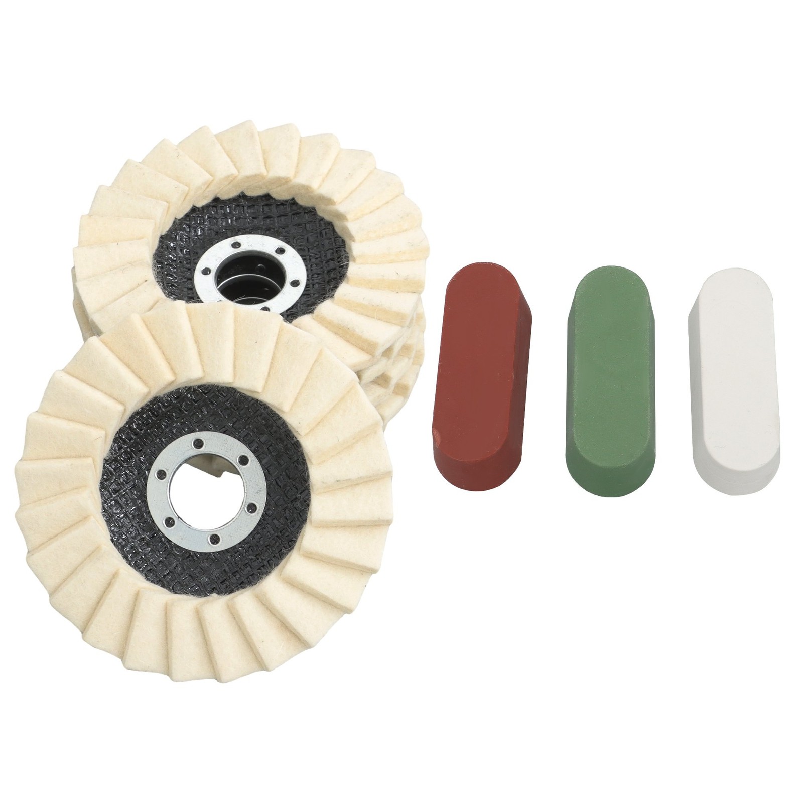 8 Pcs Wool Polishing Wheel Disc Set 4.5 x 7/8″ Buffing Wheel & Buffing Compound