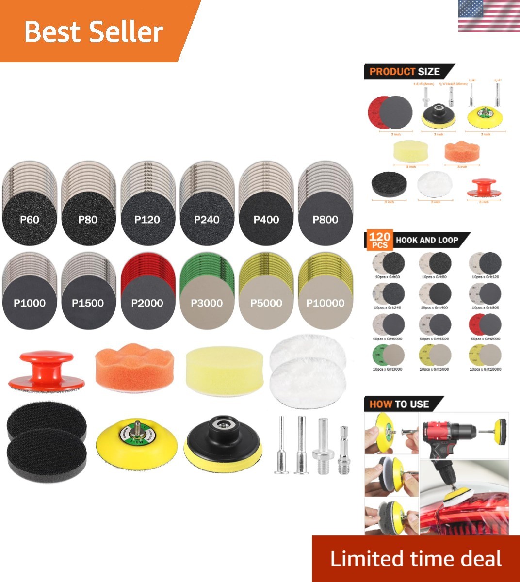 Sanding Disc Kit 133PCS Polishing Headlight Restoration Buffing Pads