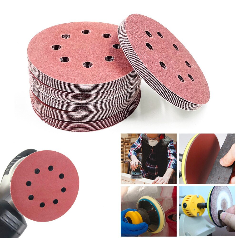 5 inch Sanding Discs 40-2000 Grit for Sander 8-Holes Hook Loop Sandpaper