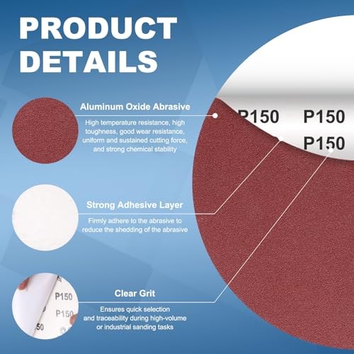 Pack 6 Inch PSA Sanding Discs 120 Grit Aluminum Oxide Self Adhesive 120 grit 10