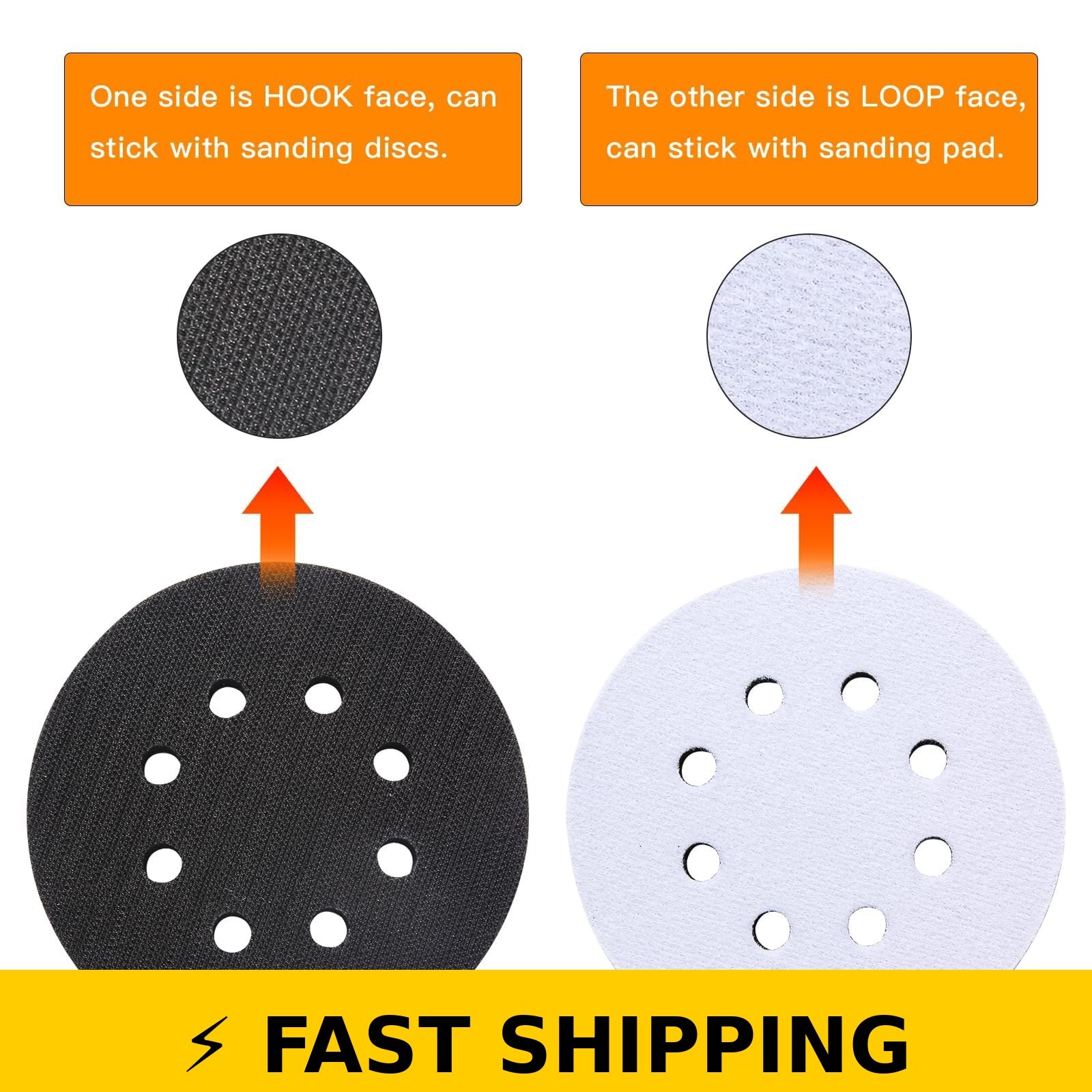 TPSUIPA 6-Pack 5-Inch 8-Hole Foam Sanding Pads for Orbital Sanders