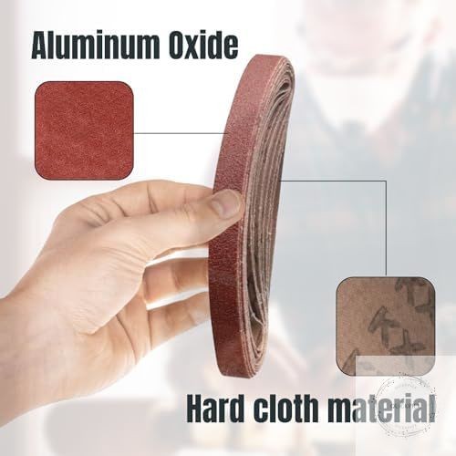 1/2 x 18 Inch Sanding Belts, 50PK, 10 each of 40/80/120/180/240 Grits, Aluminum