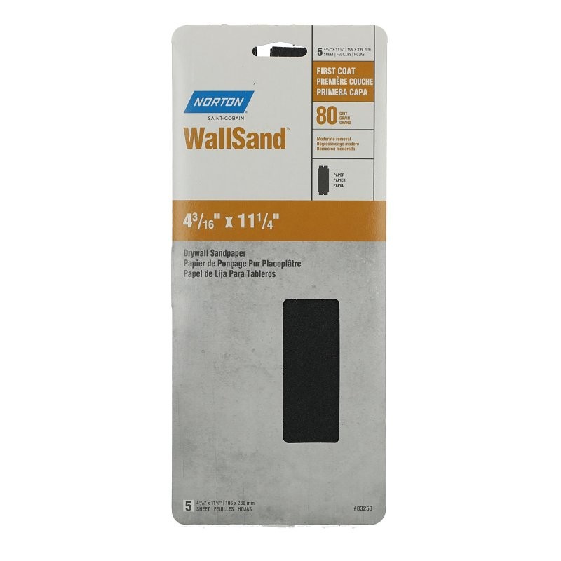Norton 03253 Sandpaper, 11-1/4 in L, 4-3/16 in W, 80D Grit