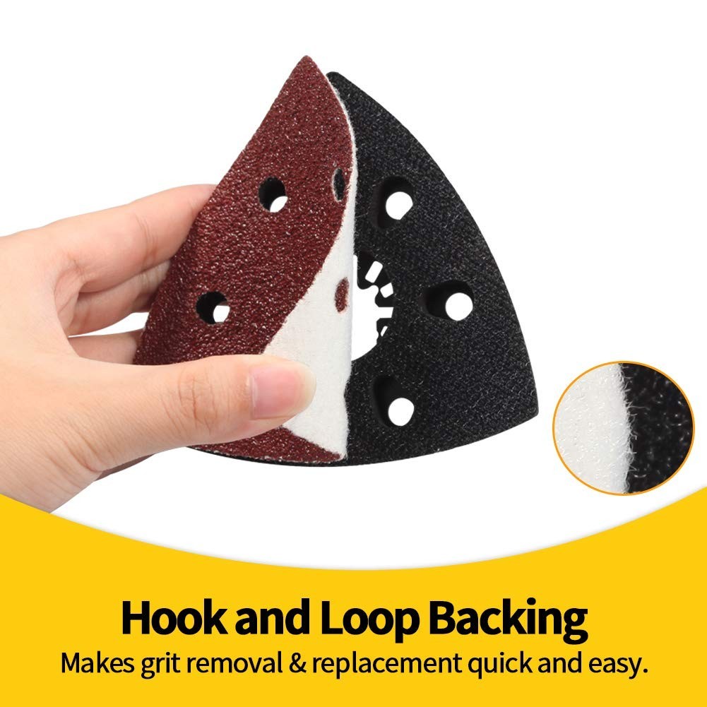 Versatile 90mm Hook & Loop Triangle Sanding Pads – 50 Pcs, 40 Grit Finish