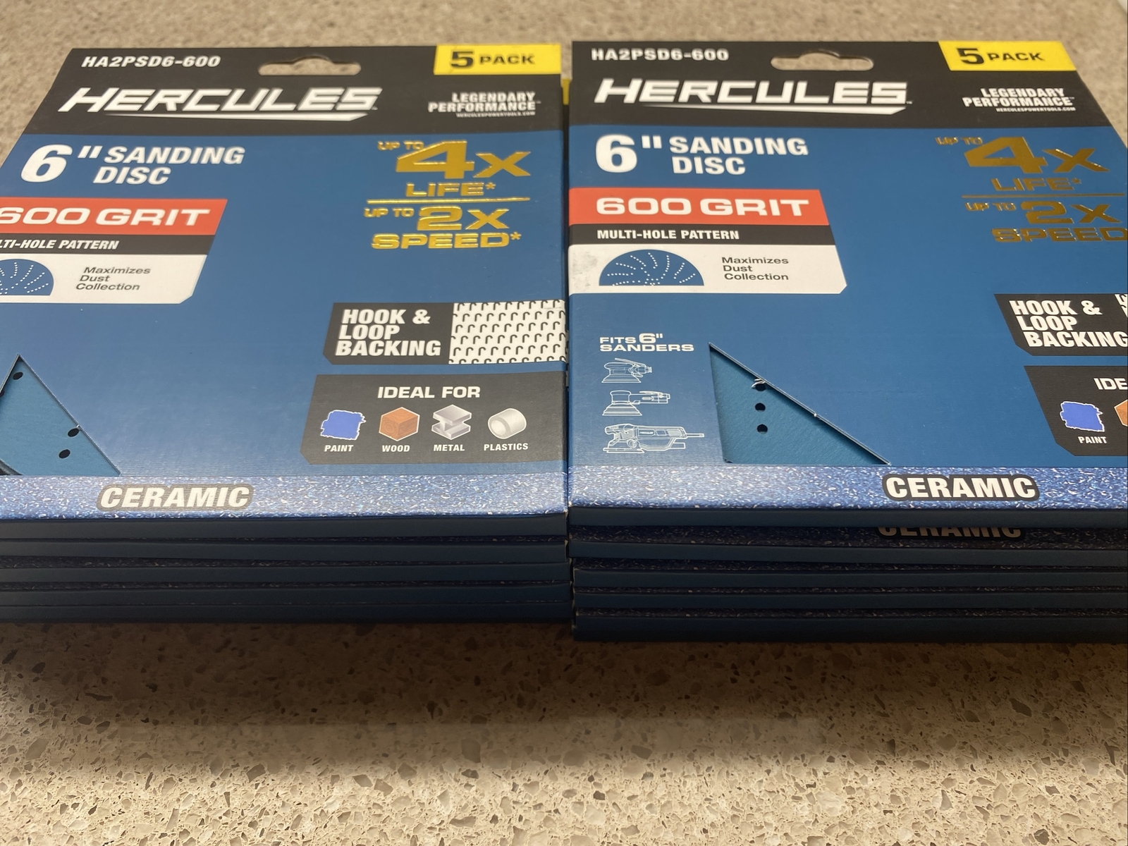 Hercules 6″ Sanding Discs 600 Grit HA2PSD6-600 58410 – 12 Packs – 60 Discs
