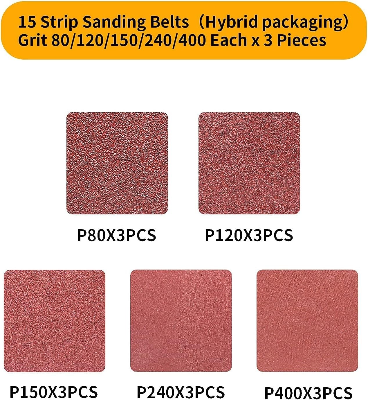 15 Pack Sanding Belts 3 x 21 Inch – Versatile Grits 80-400 for Quality Finishes