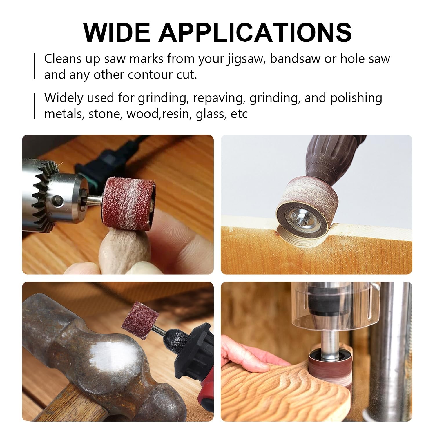 32 Pack Spindle Sander Sleeves, 2”Length, 1/2”,3/4”,1”,1-1/2” Diameter Sandin…