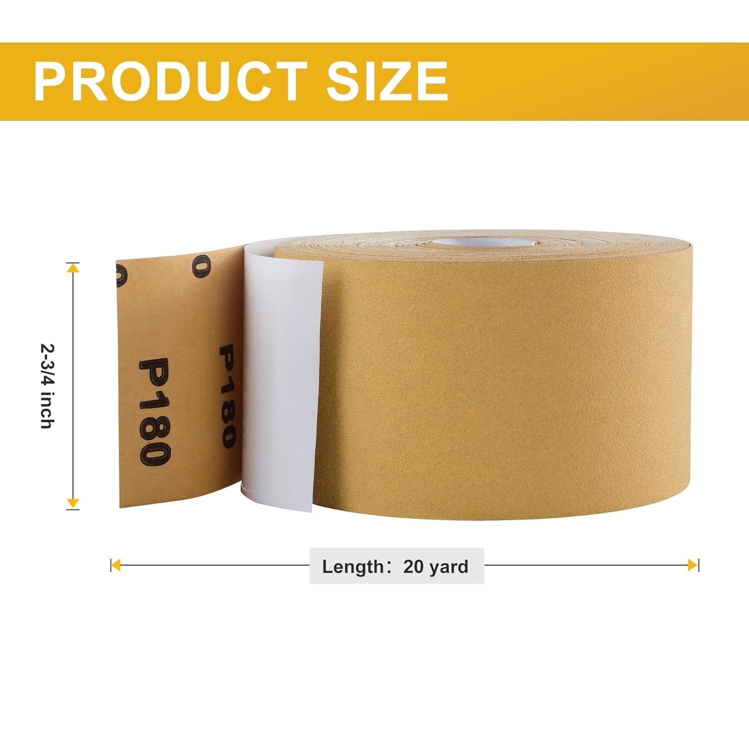 HeavyDuty Gold Sandpaper Roll 180 Grit 23/4in x 20 Yards PSA for Auto Body San
