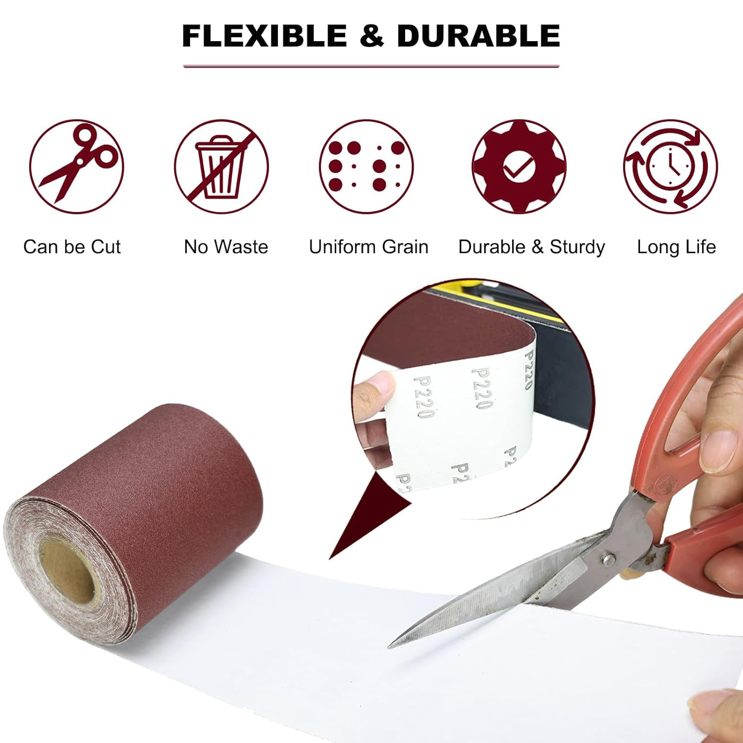 Total 20 Yard 2-3/4 Inch Wide PSA Sandpaper Roll Assorted – 80 120 220 400 Gr…