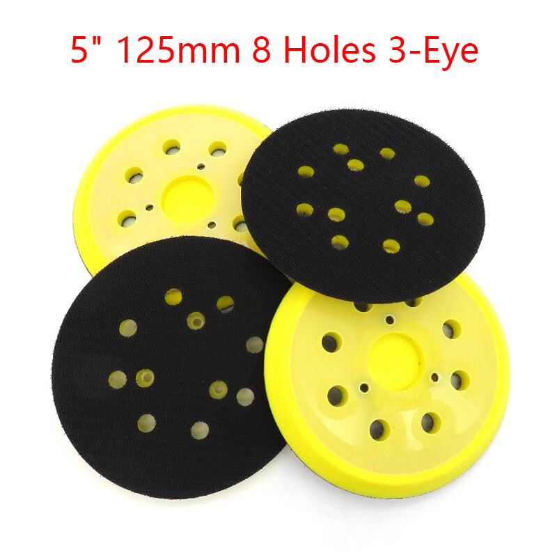 5 Inch 8 Holes 3-Eye Backing Pad 125mm Sanding Pad Hook & Loop For Car/Furniture