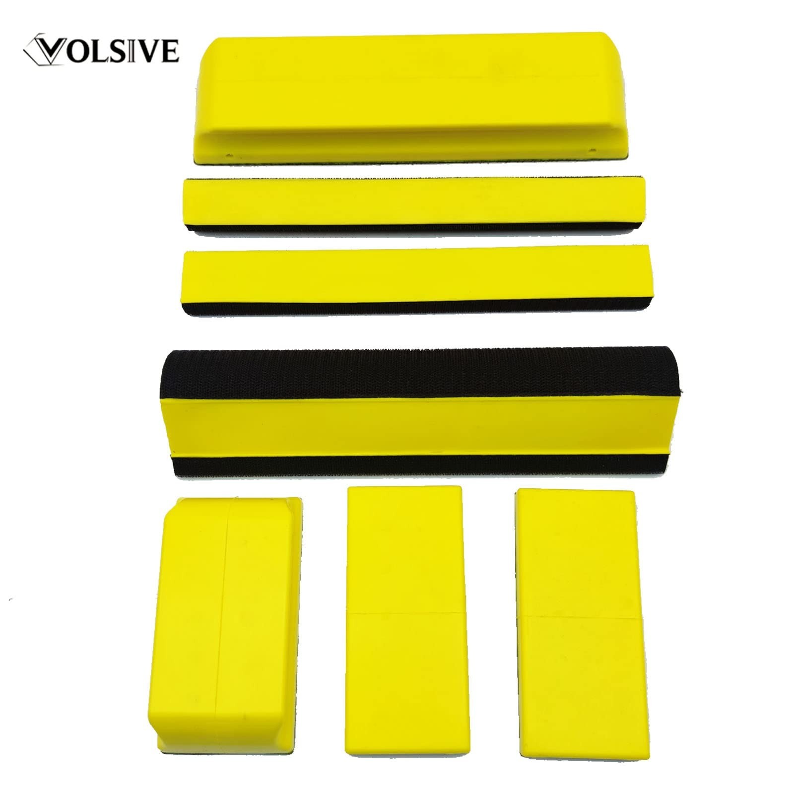 7Pcs Hand Sanding Block Set, Rectangle Handheld Sanding Pad, Hook and Loop Inter