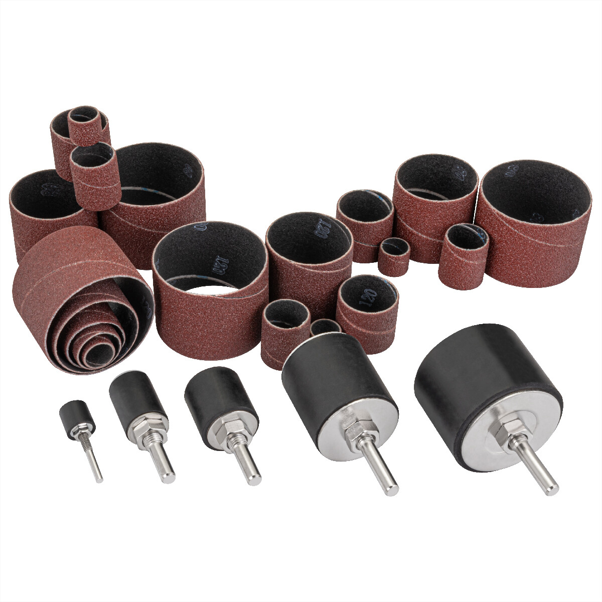 POWERTEC Drill Press Sanding Drum Kit w/ 1/4″, 1/8″ attachments – 25pcs (71635)