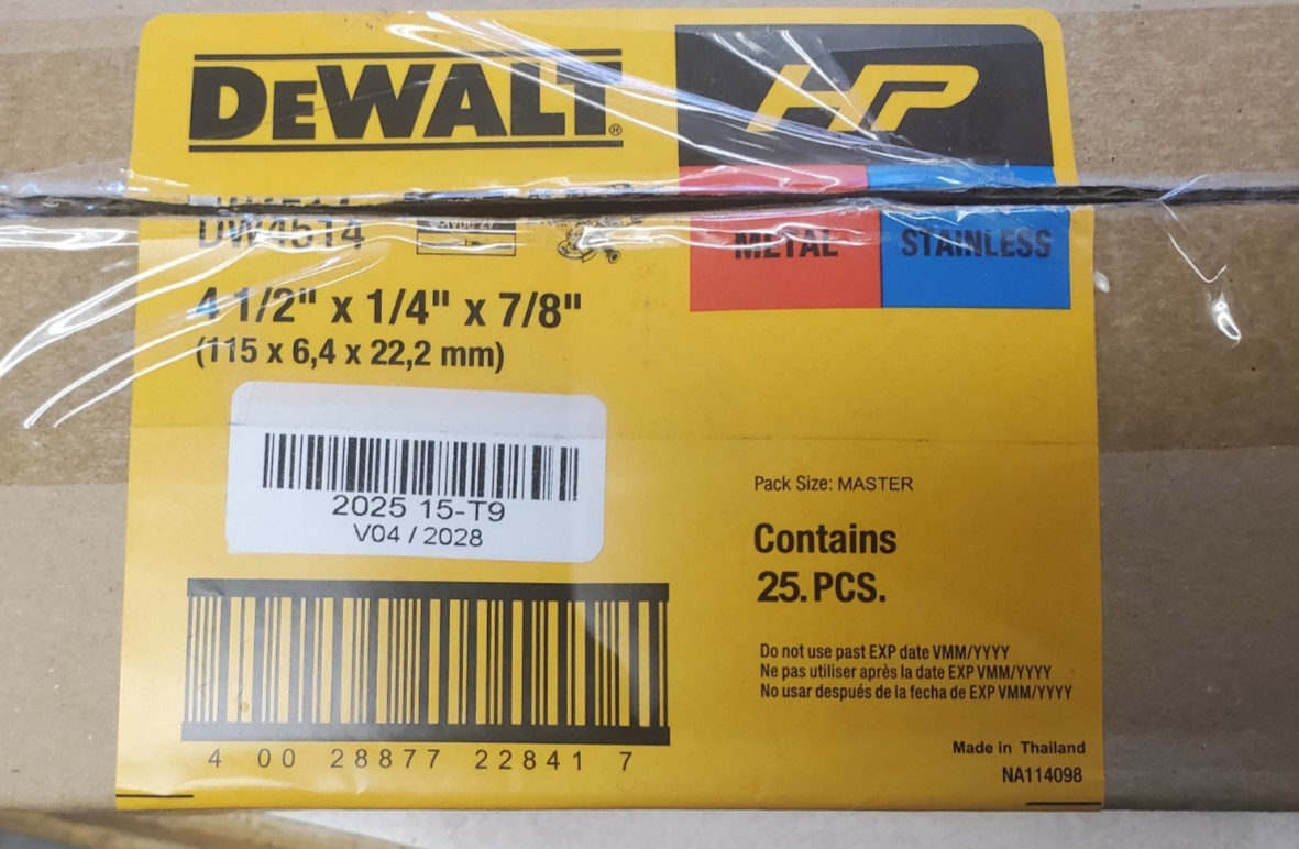 25-PK DEWALT DW4514 1/4″ Thick Grinding Wheel w/ 4-1/2″ Diameter and 7/8″ Arbor