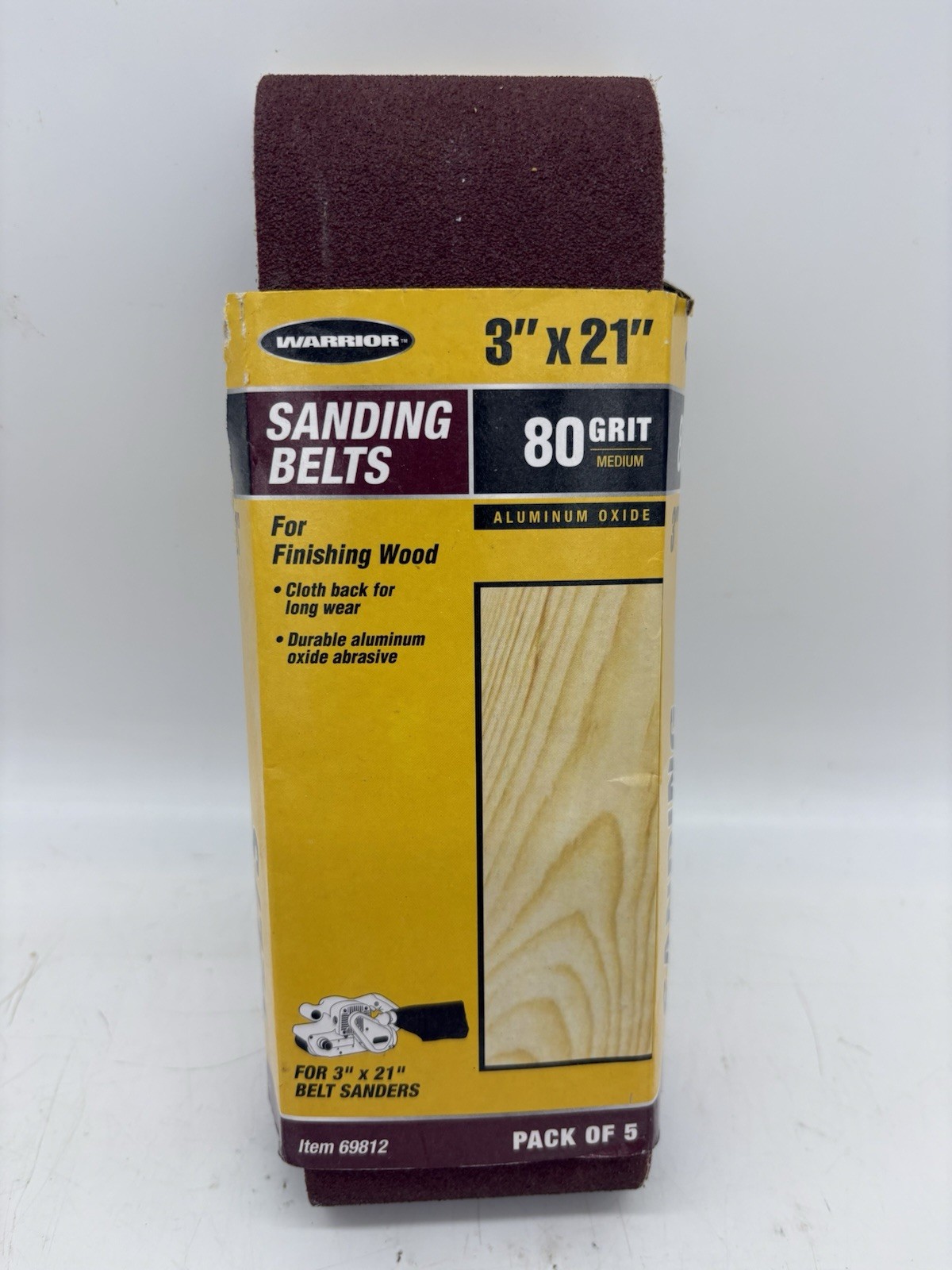PACK OF 4 WARRIOR 80 Grit Sanding Belts 3”x21” Sand Paper for Finishing 69812