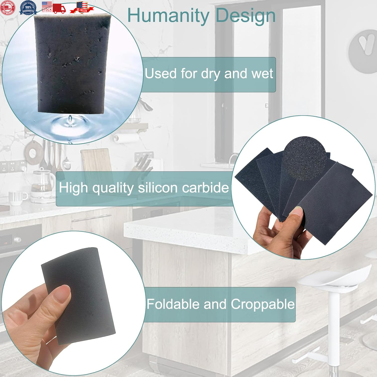 20 PCS 3 X 4 Inch 400 Grit Sanding Sponge Set, Ultra Fine Sanding Sponges Pads,