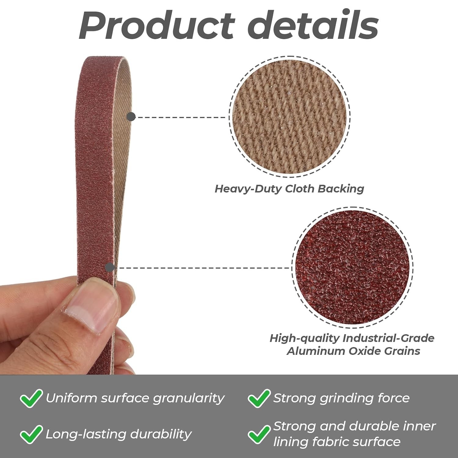 20 Pcs 1/2 x 18 In Sanding Belts, 4 Each of 60/80/120/180/240 Grits, Sanderpaper