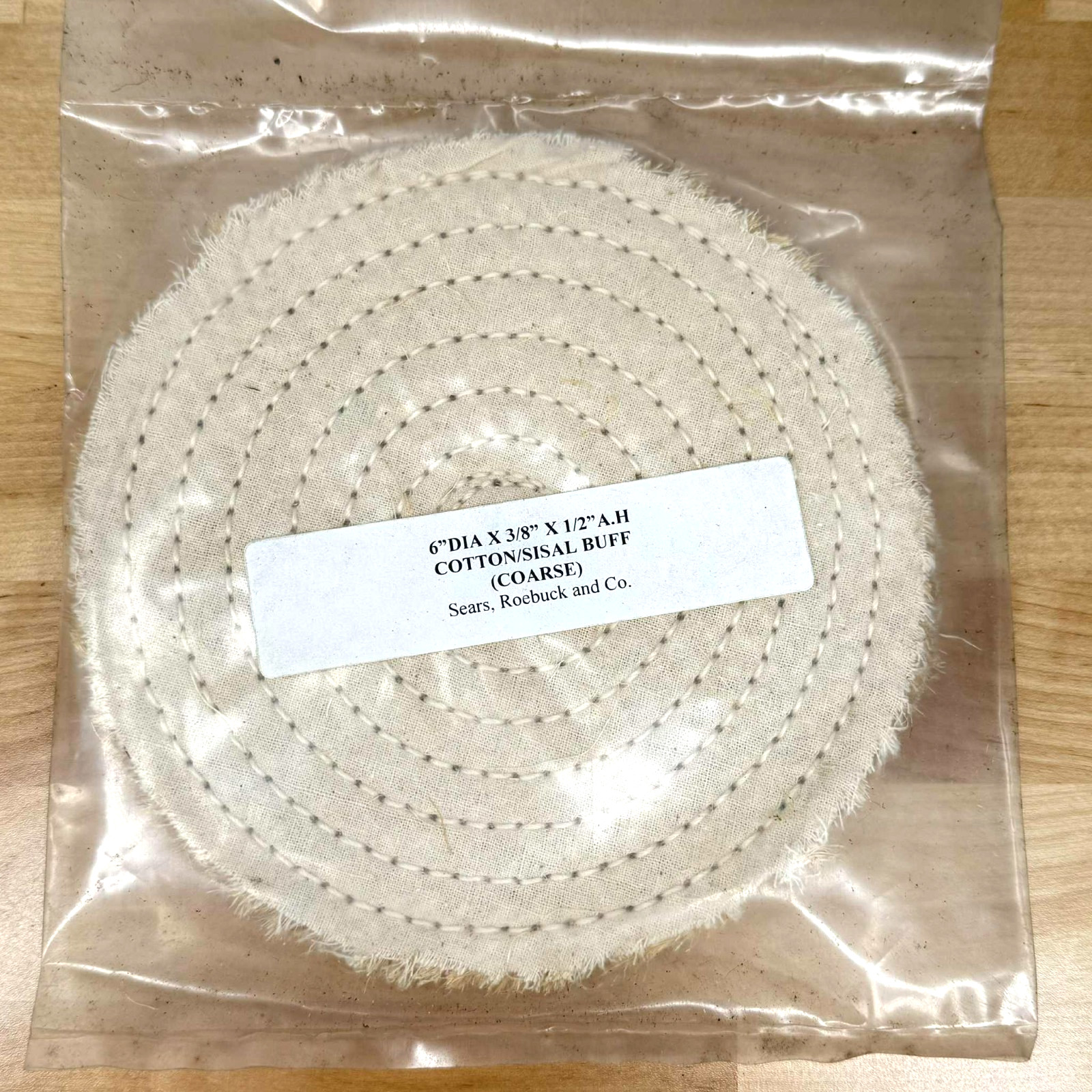 Sears Craftsman 6″ Buffing Wheel 1/2″ Arbor Hole 40Ply Cotton Buff Medium New