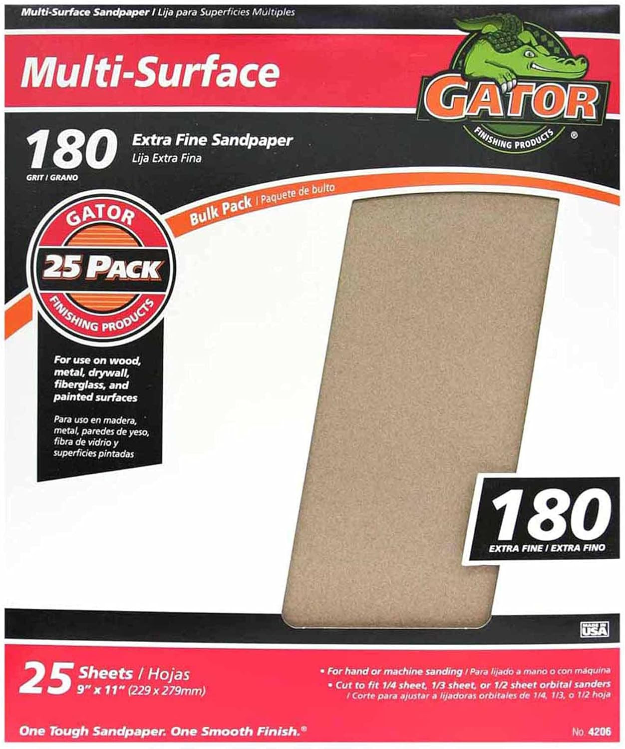 9″ X 11″ Multi-Surface Sanding Sheets, 180 Grit, 25 Pack