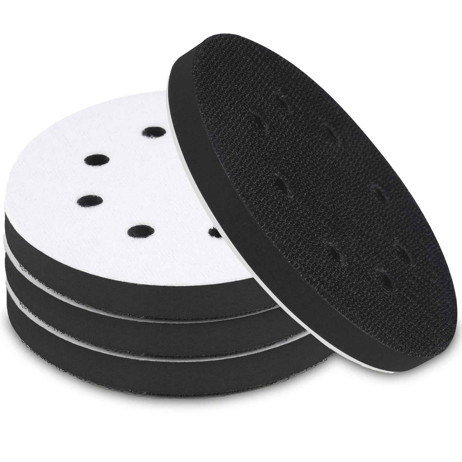 Pack 5 Inch 8 Holes Foam Sanding Pads Soft Density Interface Pad Hook and Loop