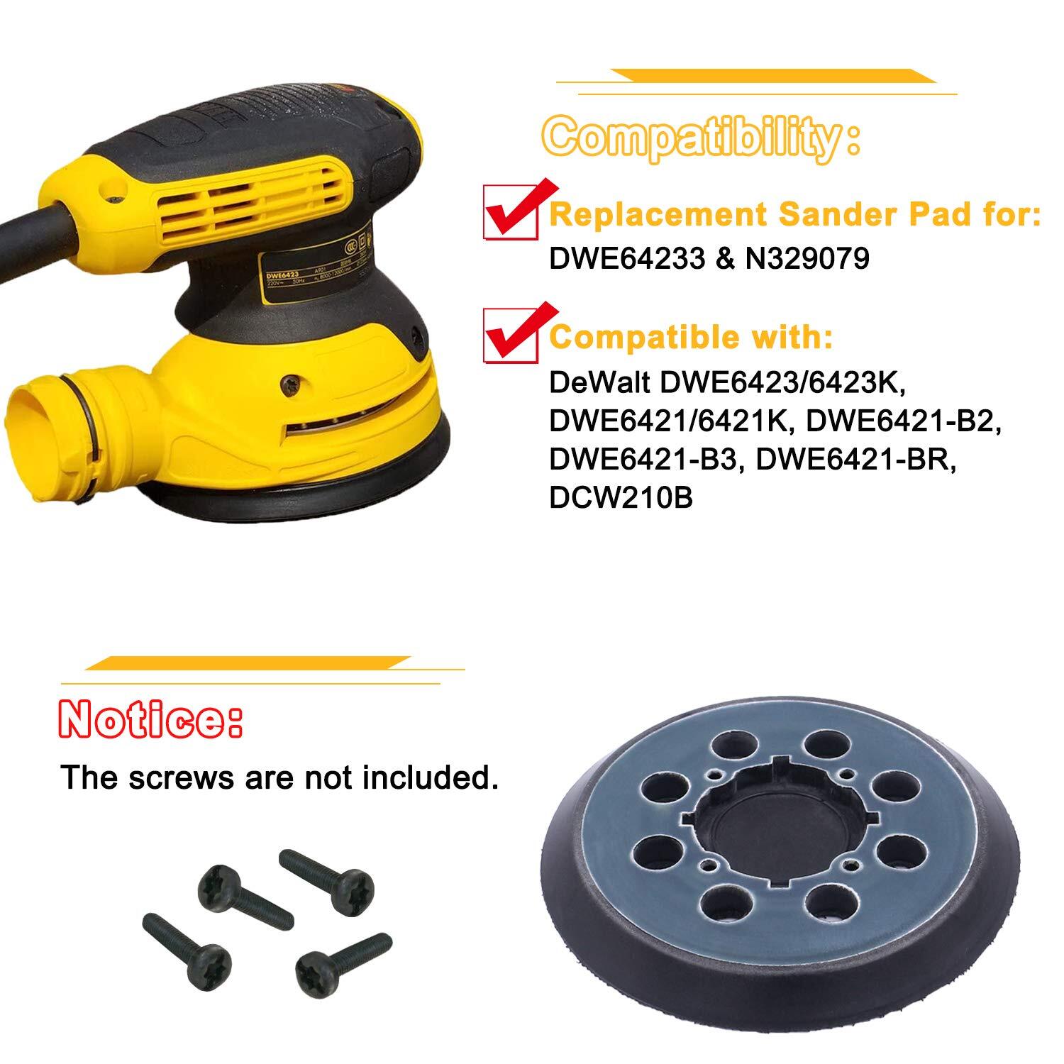 5″ 4-Screw Orbital Sander Pad Replacement Hook Loop for Dewalt DWE64233 N329079