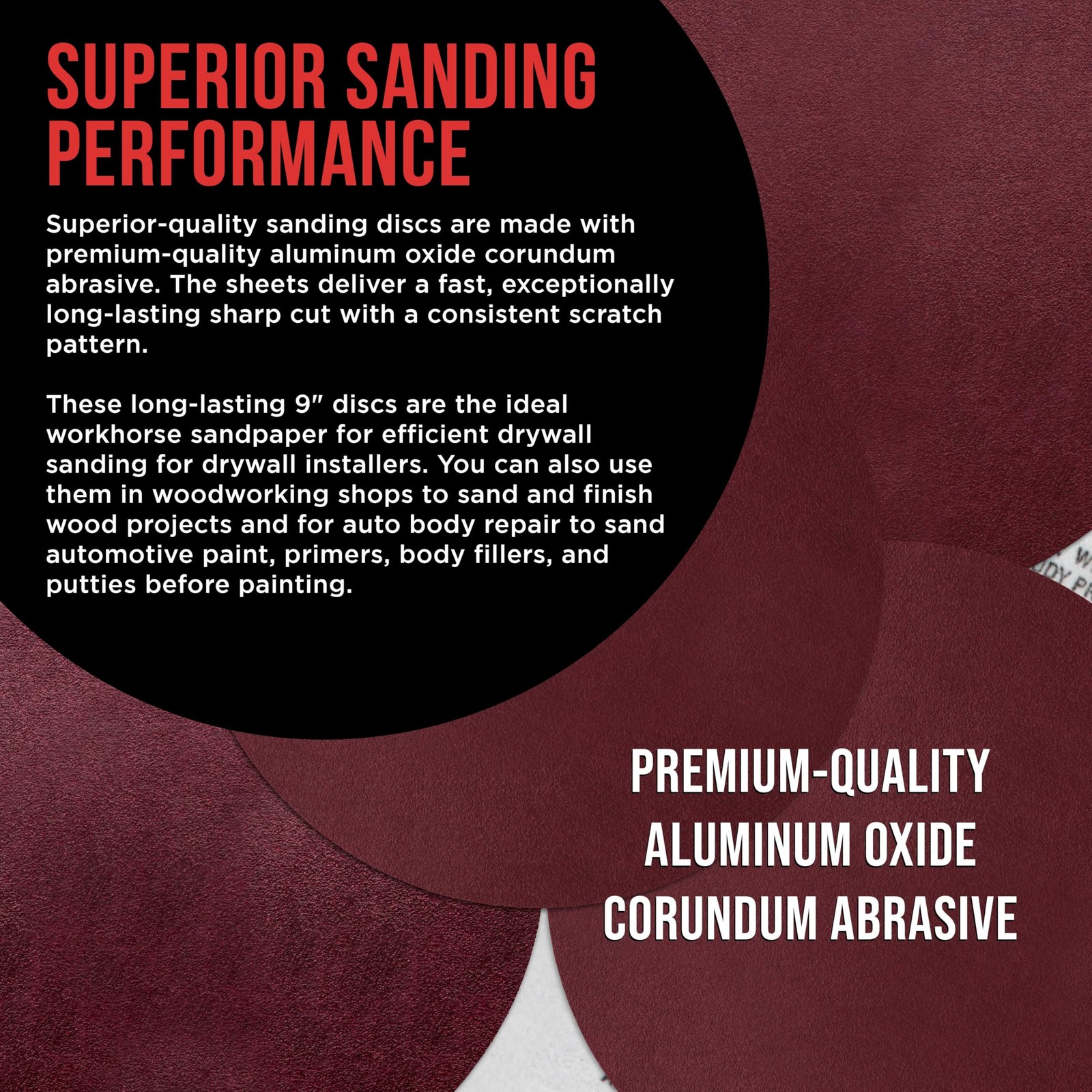 9in PSA Sanding Discs 30 Pack 60-220 Grit Sticky Back Sandpaper Variety