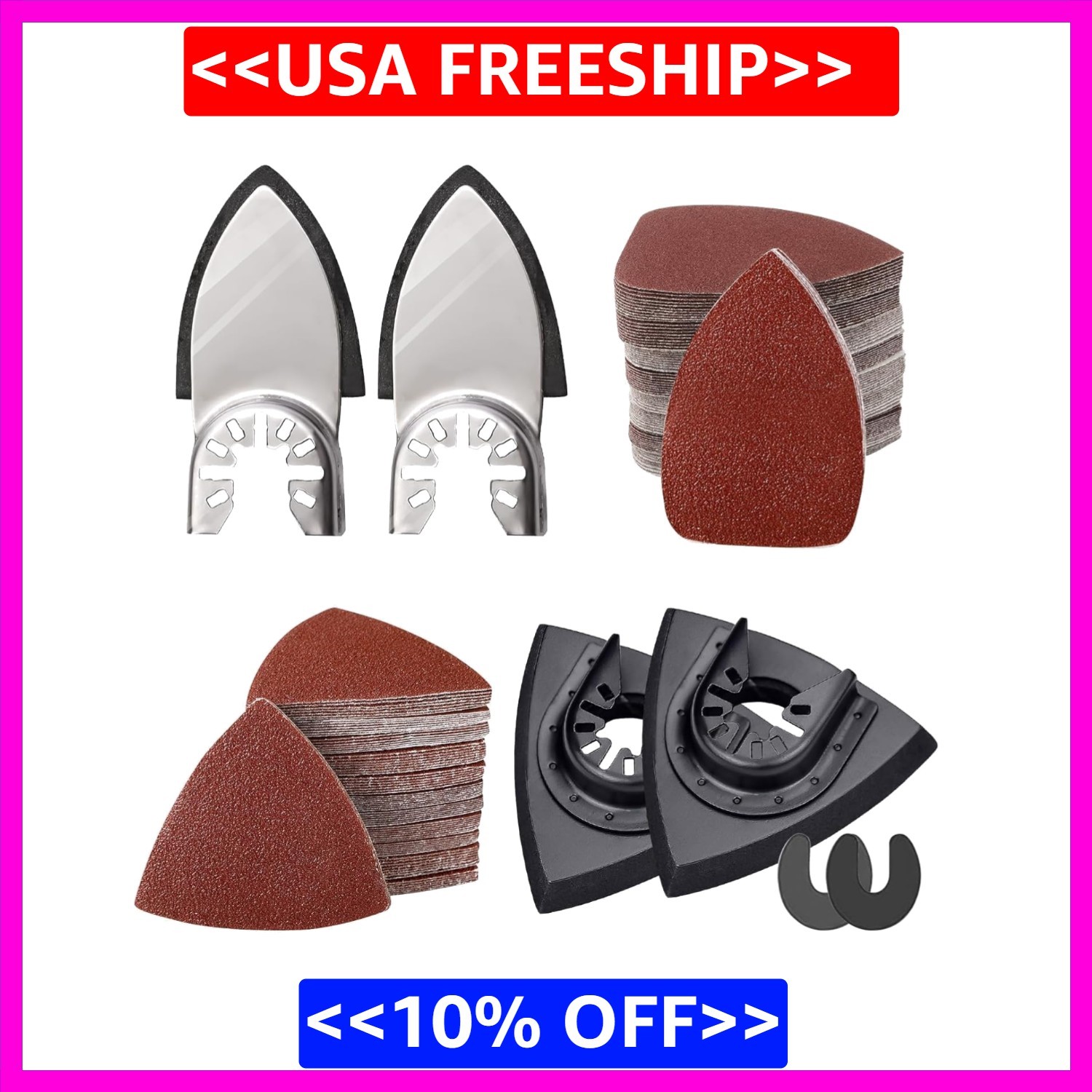 206Pcs Oscillating Tool Detail Sanding Pads Kit 2Pcs Triangle Sanding Pads 2Pc