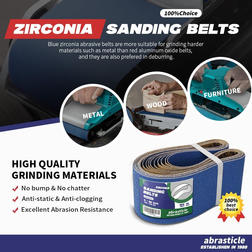 4″ X 36″ Zirconia Sanding Belts for Metal – 4 X 36 Inch Zirconia Metal Grinding