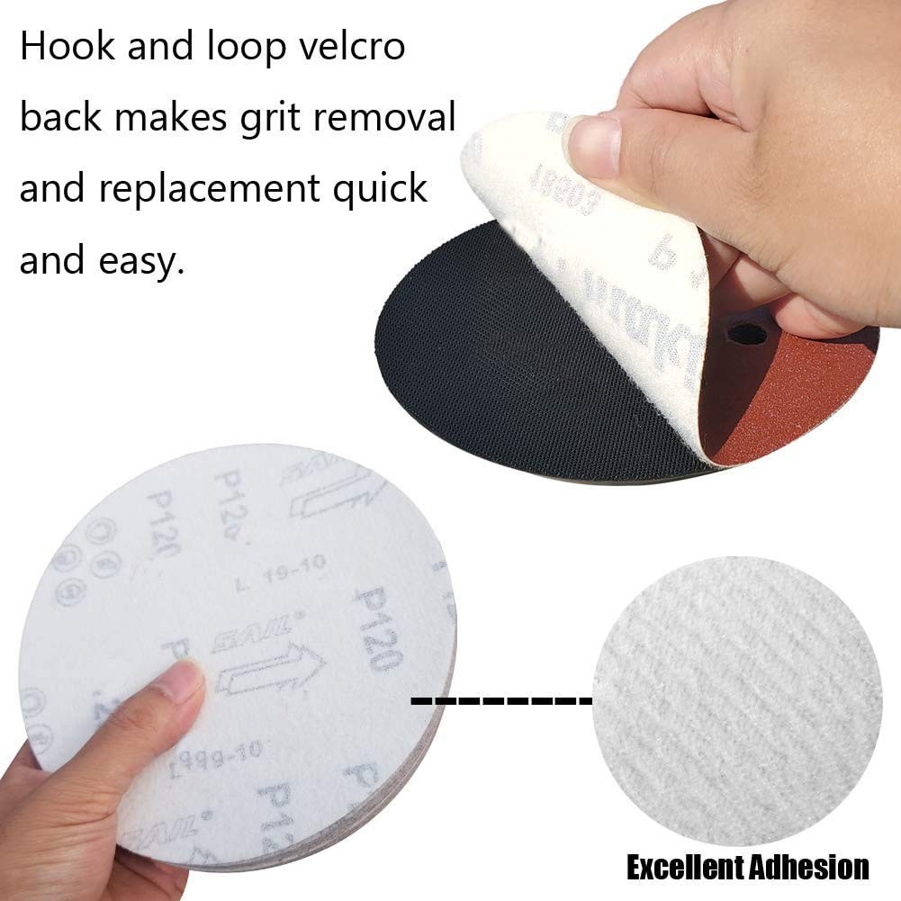 100 PCS 6 Inch Hook and Loop Sanding Disc Set 60 80 120 240 400 Grit Sanding