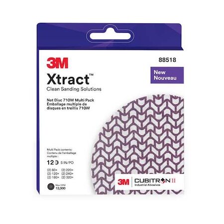 3M Cubitron 7100288313 Hook-And-Loop Sanding Disc, 5 In Dia,Multi Pack Of