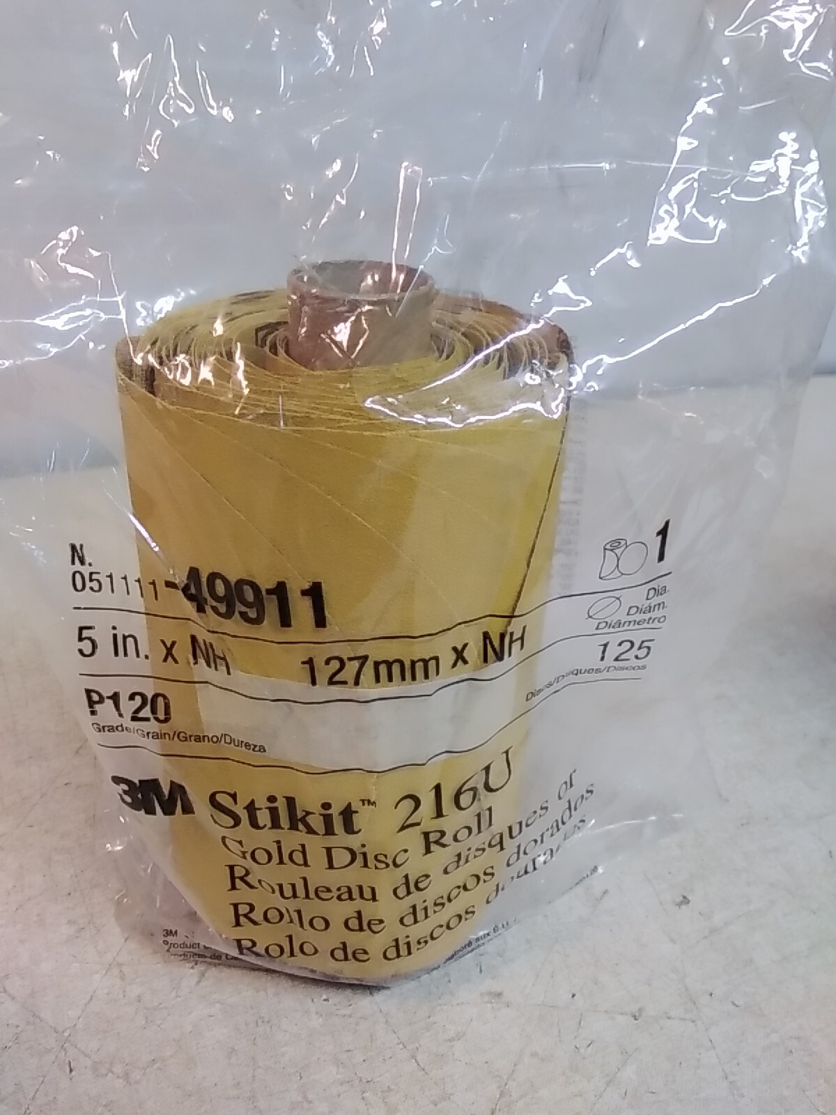 49911 3M Stikit 216U Gold Disc Roll P120 5in. X NH 127mm X NH 125 Discs