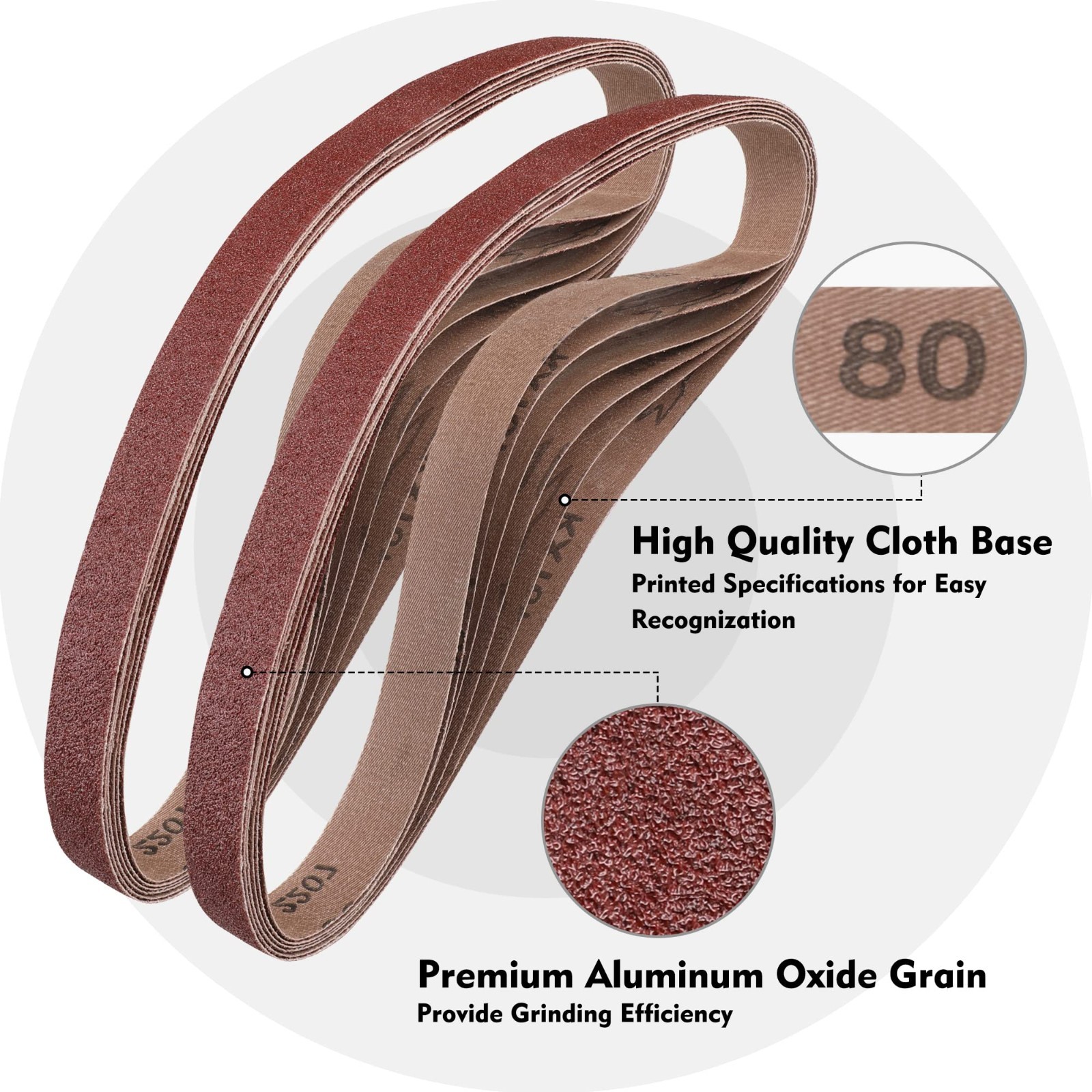 36-Pack Sanding Belts 1″x30″ Aluminum Oxide – 60/80/120/180/240/400 Grits for Wo
