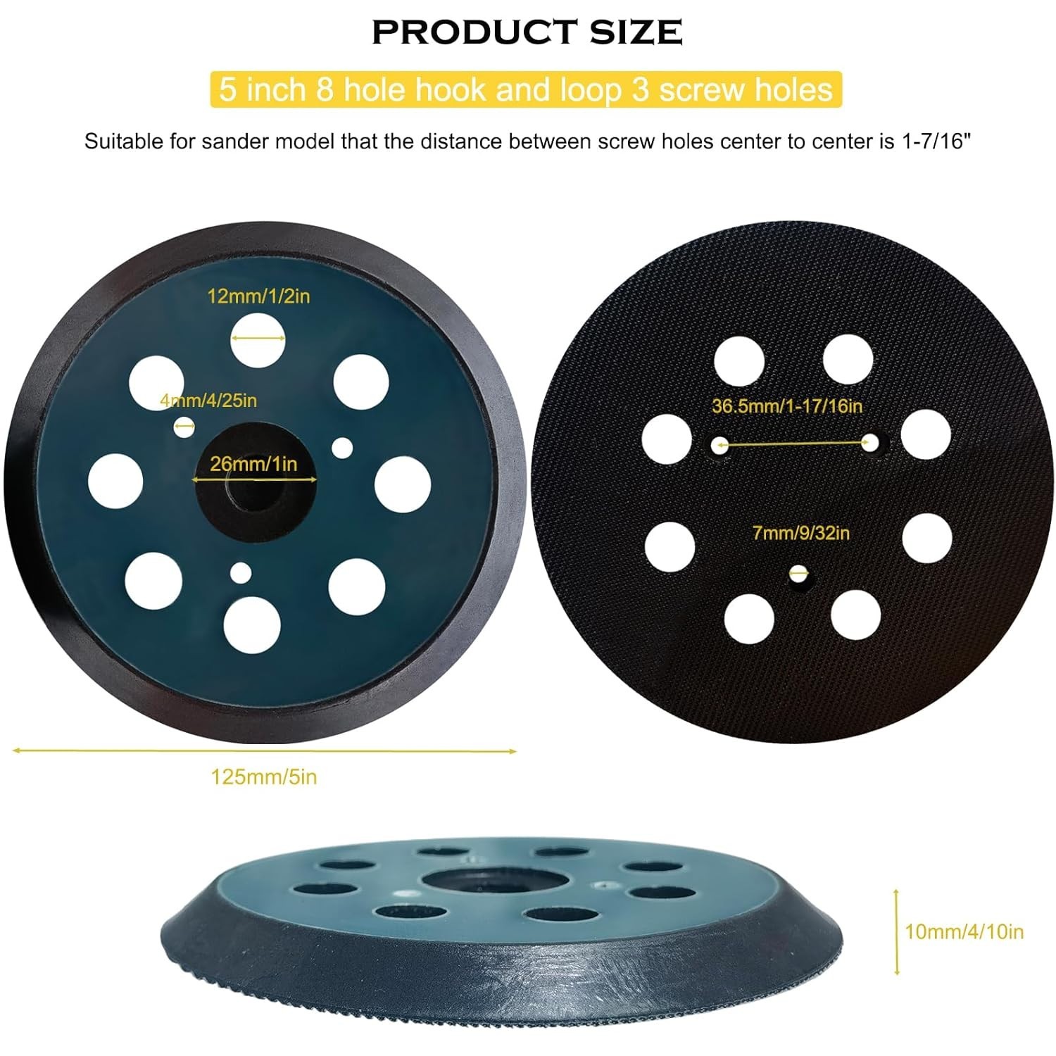 Standard 5″ Hook and Loop Replacement Sander Pad for Milwaukee 2648-20 & 2648-21