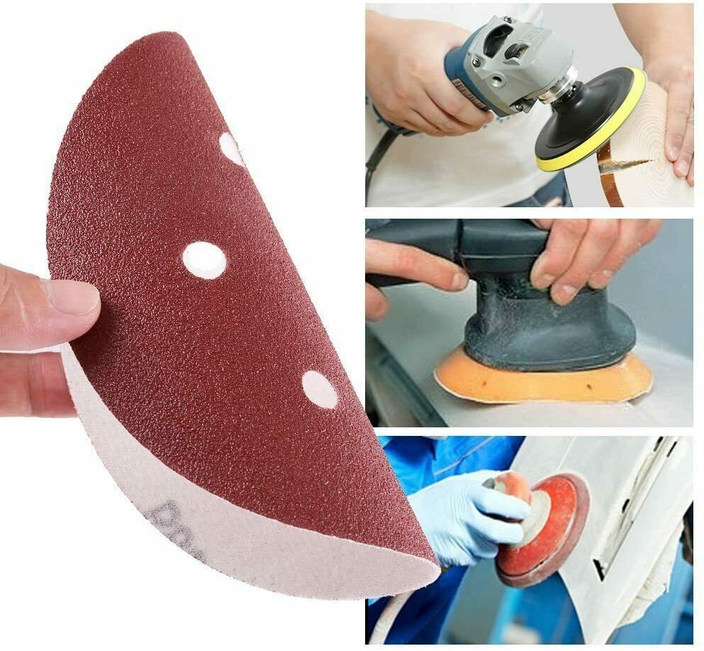100PCS 6 in Hook Loop Orbital Sander Paper Sanding Discs 60 80 120 180 240 Grit