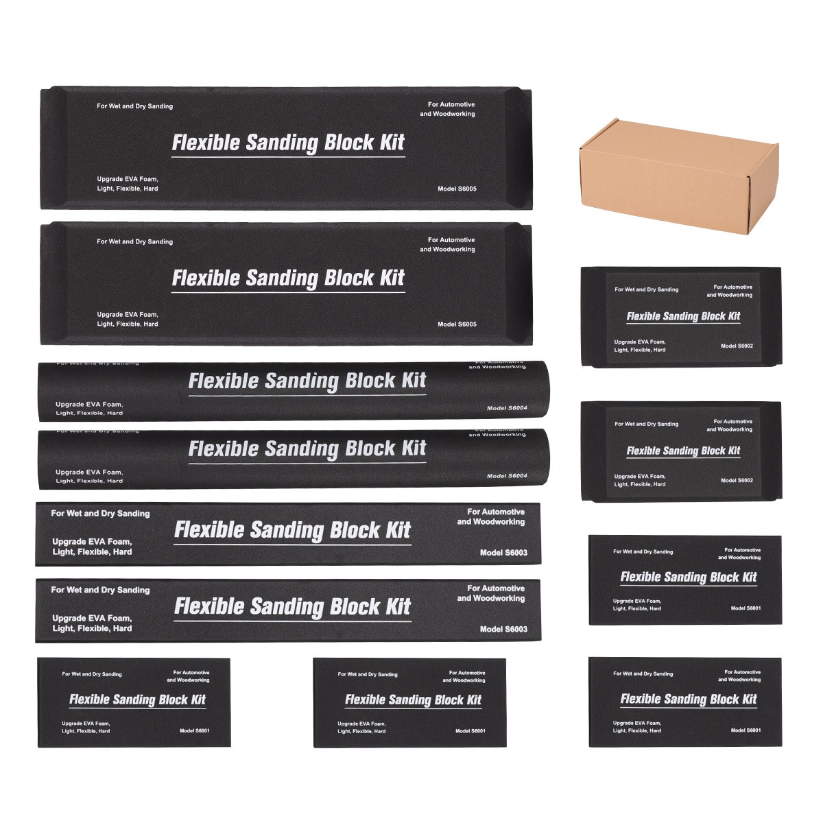 12Pcs Wet Dry EVA Foam Sanding Block Flexible Auto Body Grinding Polishing Kit