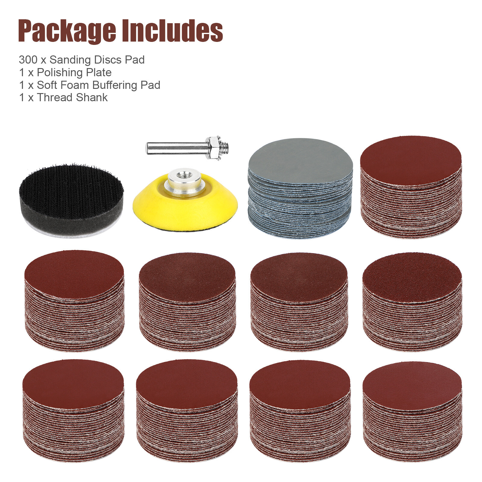 303pcs 2 Inch Sanding Disc Kit, 80-3000 Grit Wet Dry Hook & Loop Sandpaper Pads