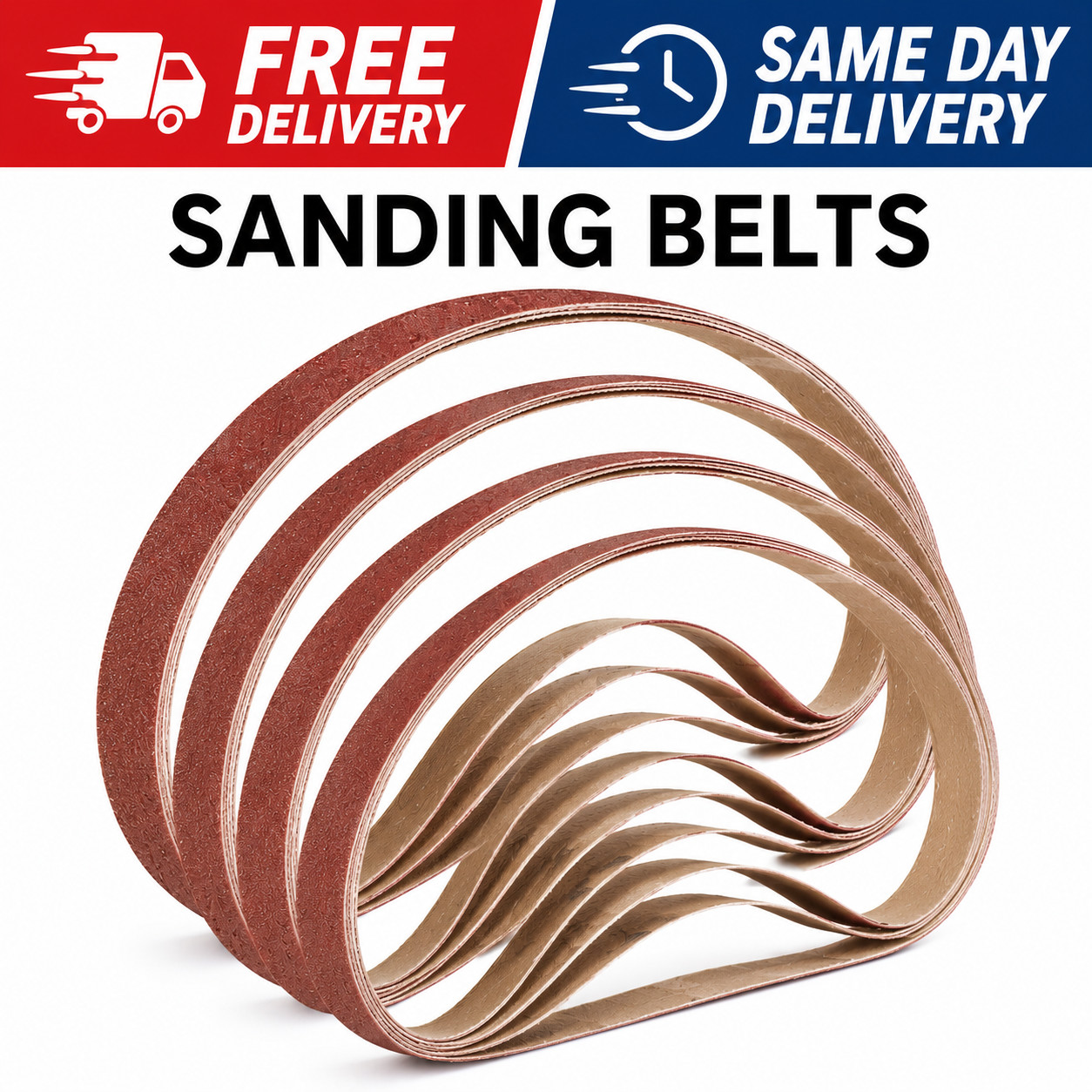 1/2 x 18 Inch Sanding Belts, 20 Pcs, 4 Each of 60/80/120/180/240 Dark Red