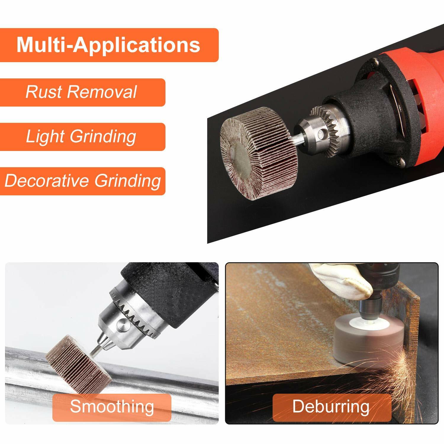 1-1/2x1x1/4″ Flap Wheel Sander for Drill Mounted Sanding Grinding 40 Grit-5 Pack