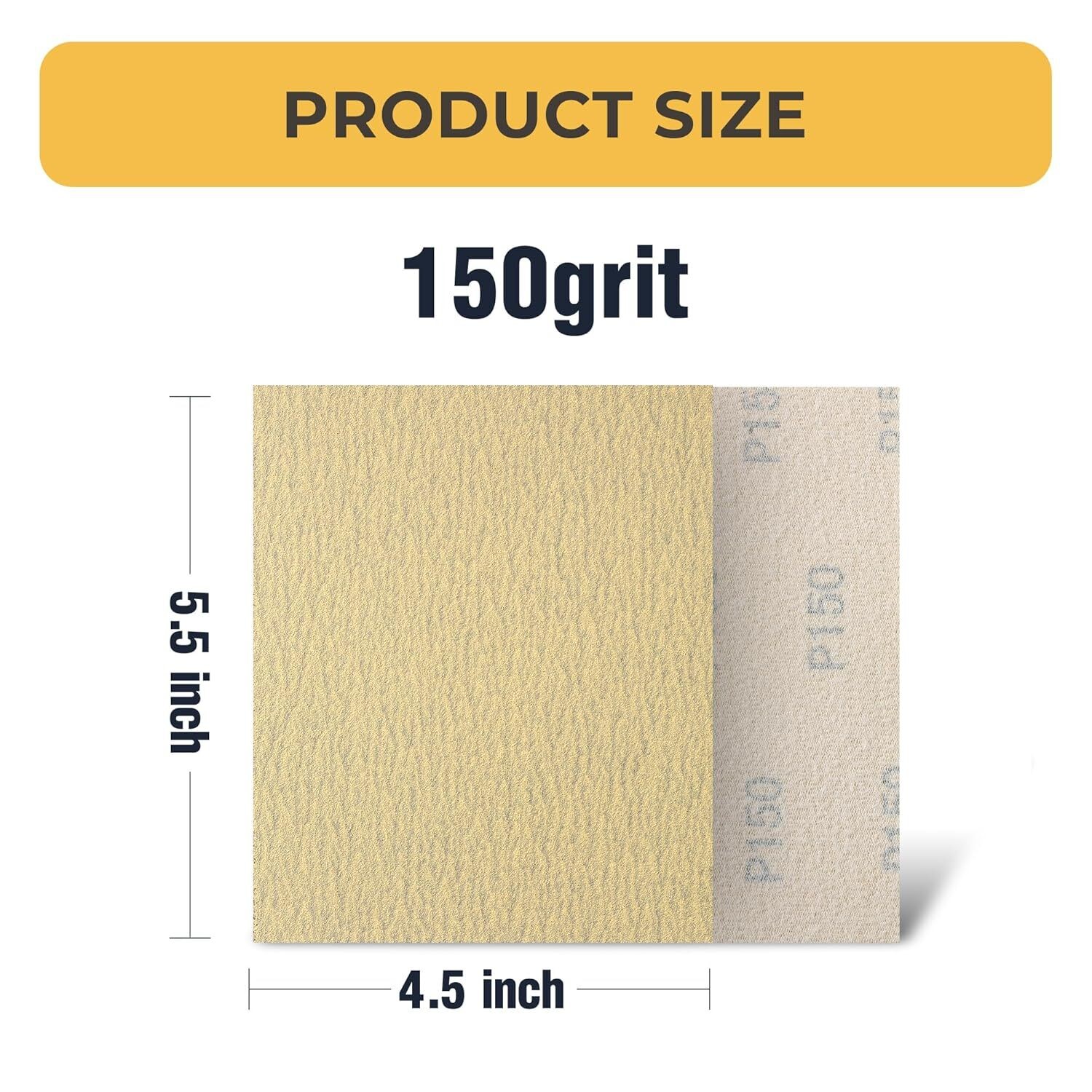 100PCS 4.5X5.5In(115X140mm)150Grit Gold Sanding paper Sheets For Car&Wood&Metal