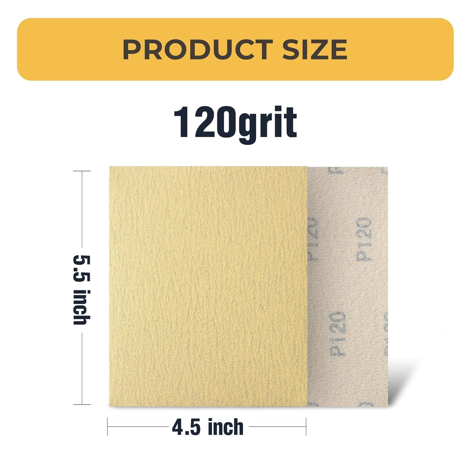 100PCS 4.5X5.5In(115X140mm)120Grit Gold Sanding paper Sheets For Car&Wood&Metal
