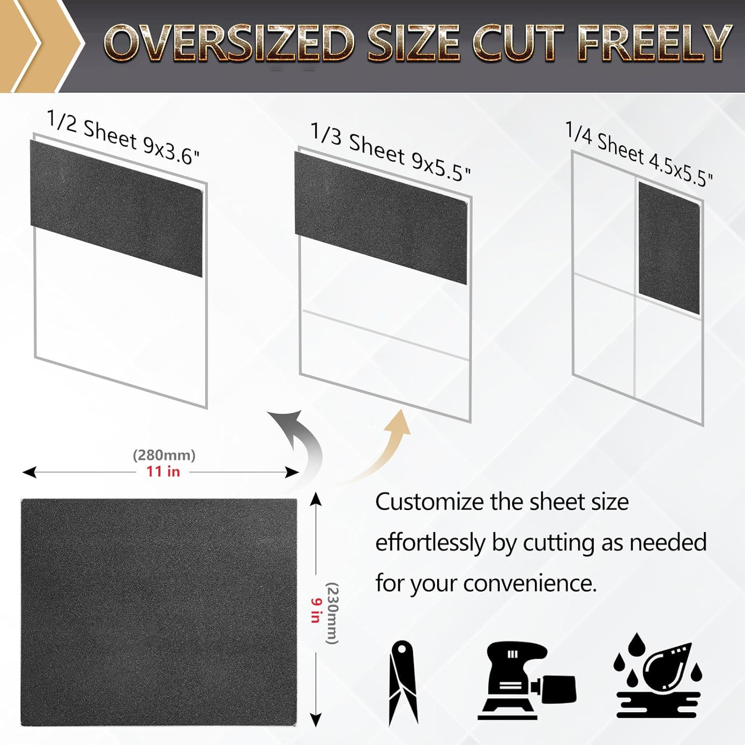 12-Sheet 9 X 11 Inch Wet Dry Fine Sandpaper Assortment, 400/600/800/1000/2000/30