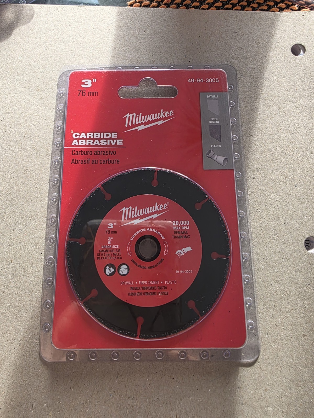 Milwaukee Tool 49-94-3005 Abrasive Cut-Off Wheel, Type 1, 3 In Dia, 0.04 In