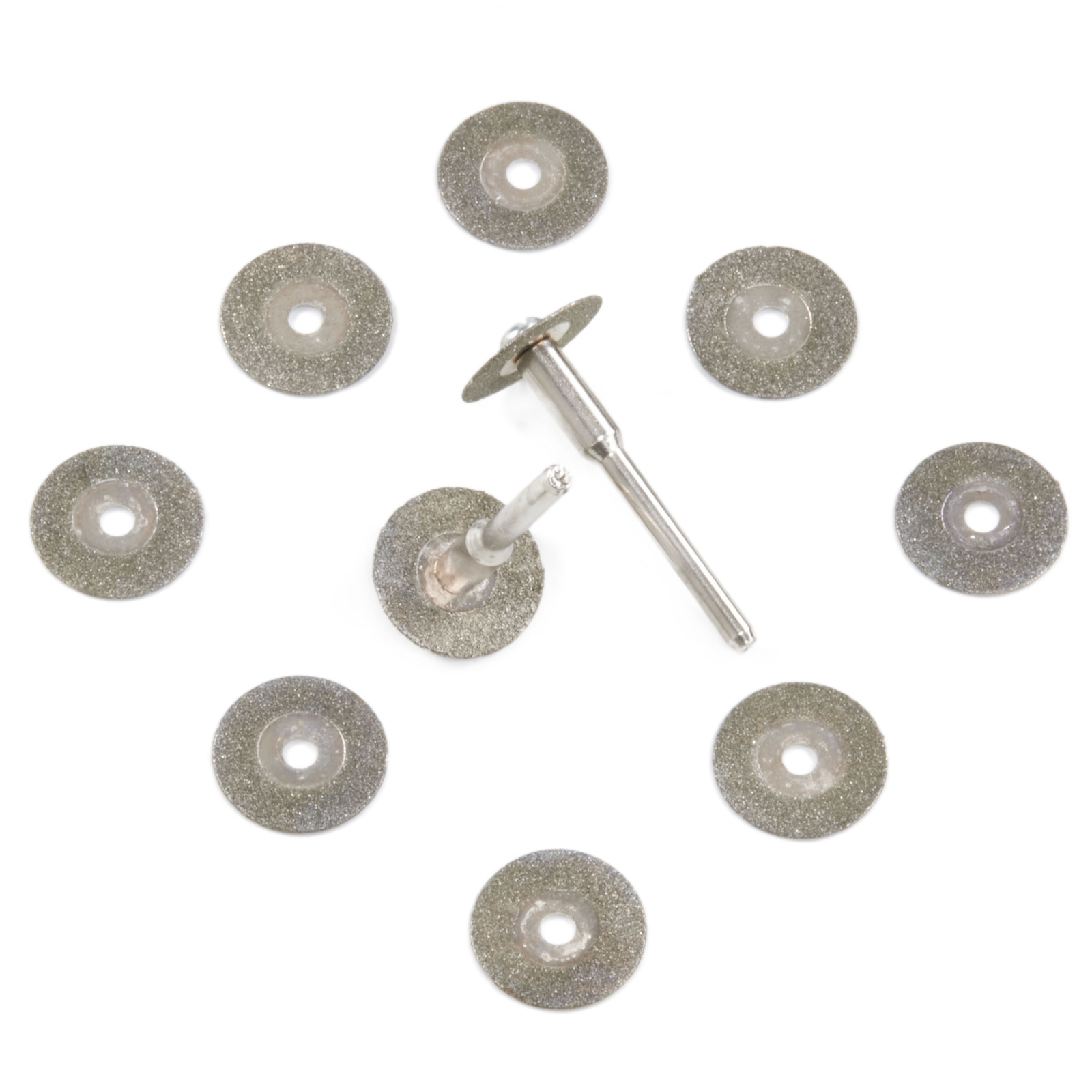 10Pcs Diamond Cutting Wheel 16mm with Mandrel (3mm) 2pcs for Dremel Rotary Tools