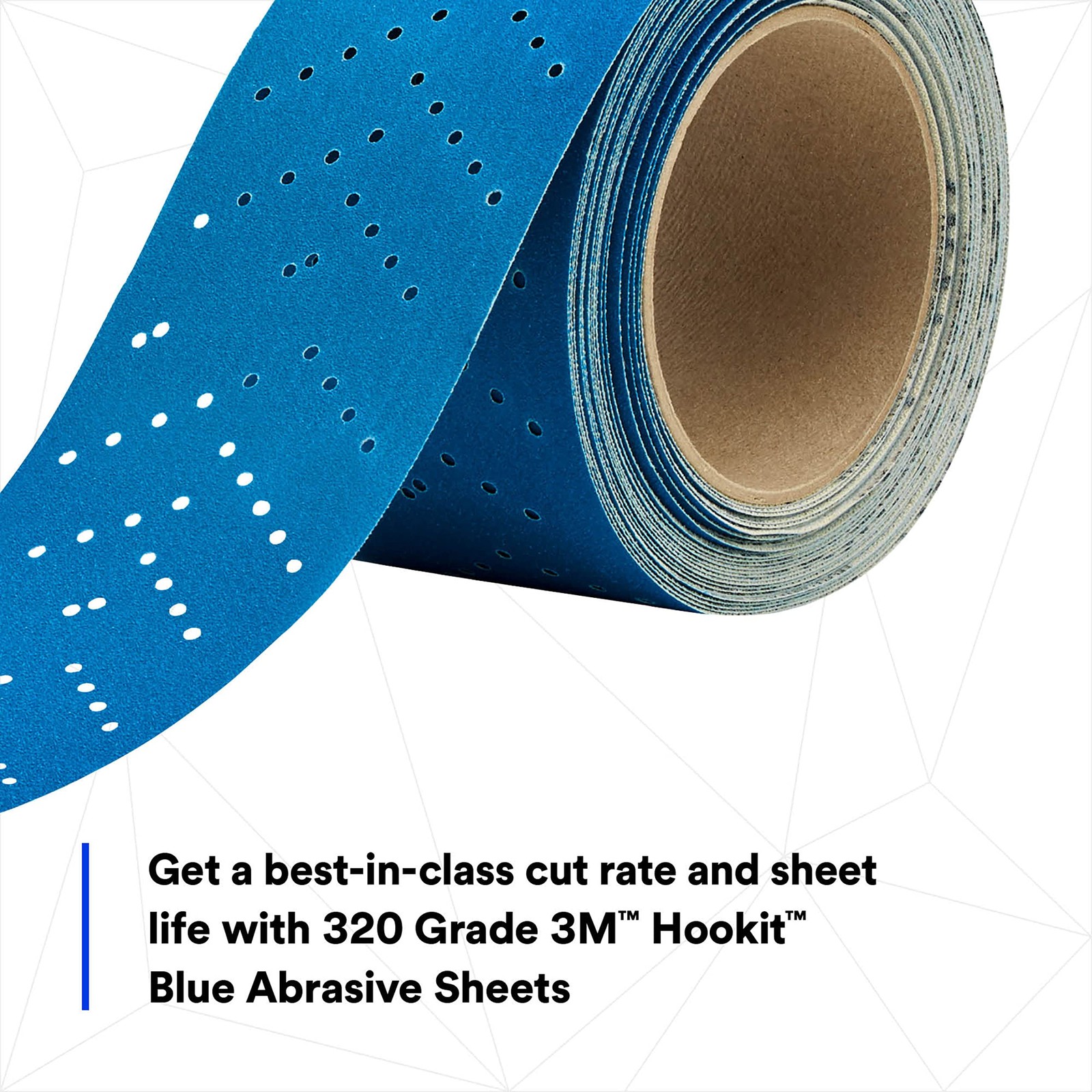 3M Hookit Blue 36195 Abrasive Sheet Roll 320 Grit 2.75 Inch x 13 Yard Ceramic