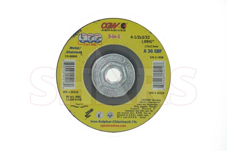 CGW 5 PCS 6 x 3/32 x 5/8-11 UNC 36 Grit Type 27 Aluminum Oxide Cutoff Wheel M|
